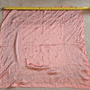 Silky Pink Square Scarf Stars Moon Sun Doves